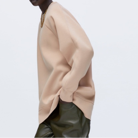 ZARA OVERSIZED TEXTURED PULLOVER SWEATSHIRT - Picture 3 of 11